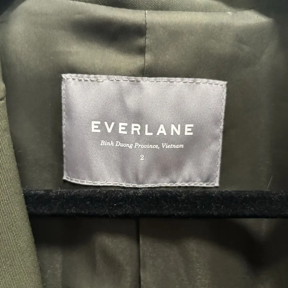 Everlane Women’s Sz 2 100% Wool Italian GoWeave Olive Green Blazer